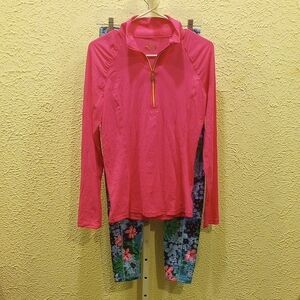 Lilly Pulitzer UPF 50+ Luxletic Justine half-zip pullover With Leggings, Medium